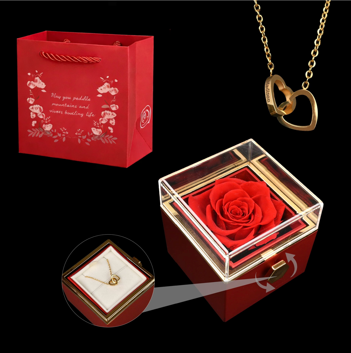 Eternal Rose Gift Box + Engraved Necklace